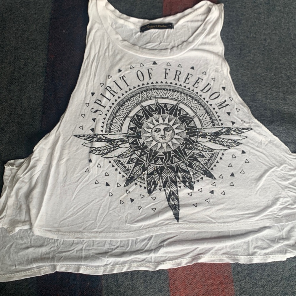 Raggs II Riches white side cut loose flowy tank top
